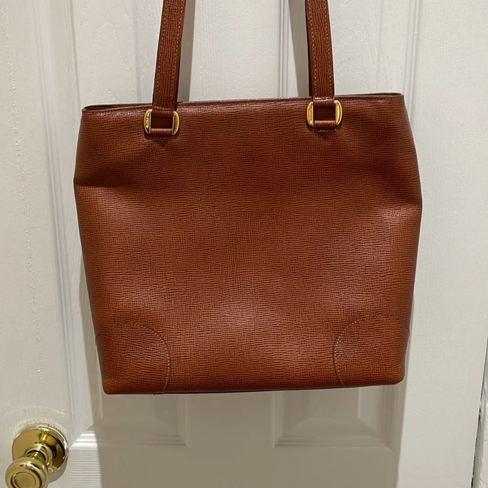 Gianfranco Ferre Cognac Brown Leather Shoulder Tote